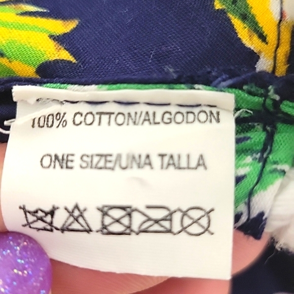 Pineapple Reversible Bucket Hat Navy with Yellow Orange and Green 100% Cotton - Picture 6 of 10